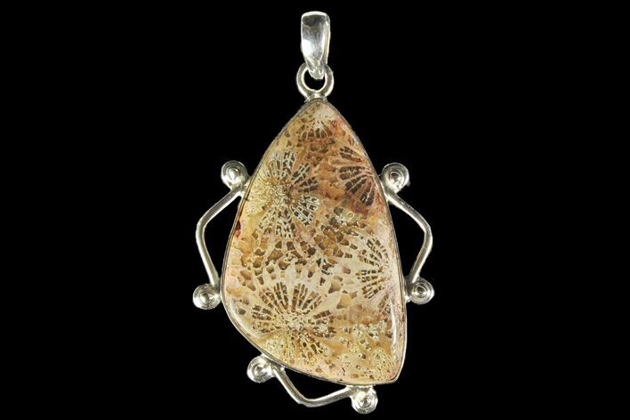 Million Year Old Fossil Coral Pendant - Sterling Silver #142281